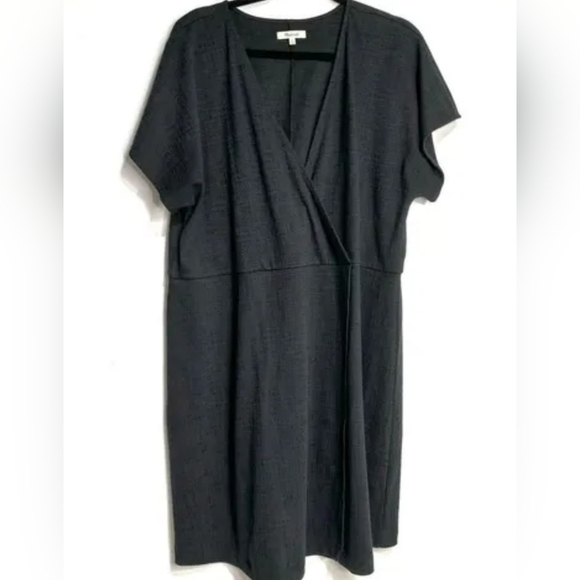 Madewell Cross Front Mini Dress Size 1X Short Sleeve Faux Wrap Office Academia - Picture 1 of 12